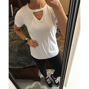 Lulu's Tops - NWOT White Choker Tee Lulu's Tops - NWOT White Choker Tee
